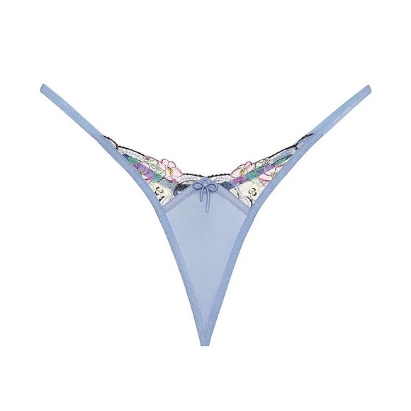 For Love And Lemons Louise Thong Panty Blue XS NEW - Picture 2 of 8